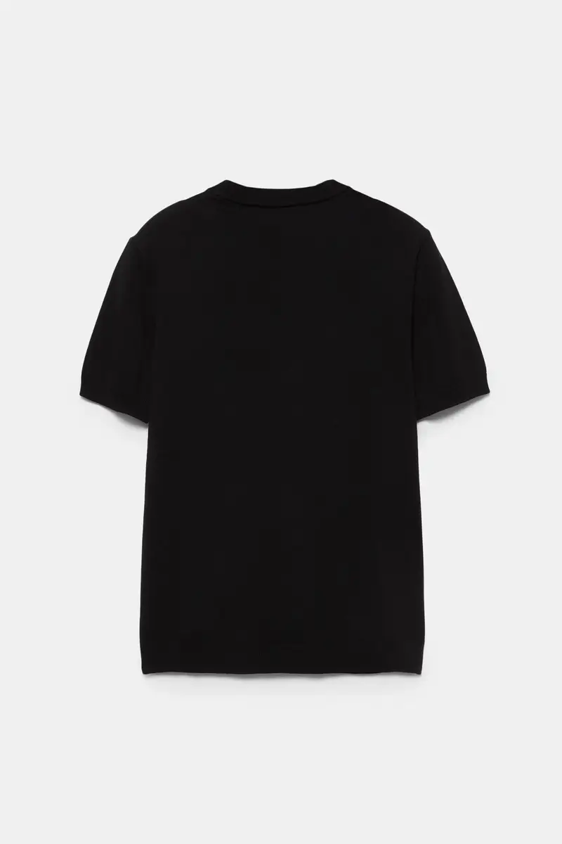 Pullover A Maniche Corte Nero miniatura 2