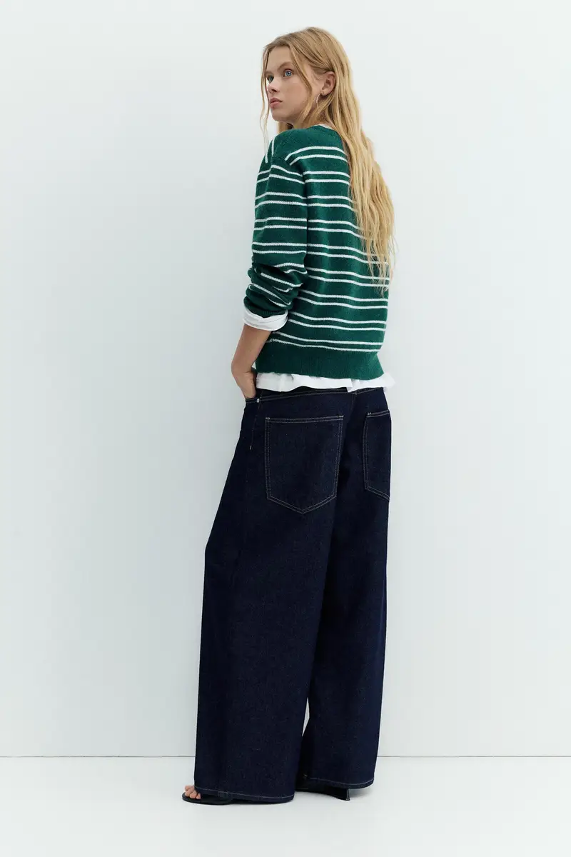 Pullover A Righe Verde bottiglia miniatura 2