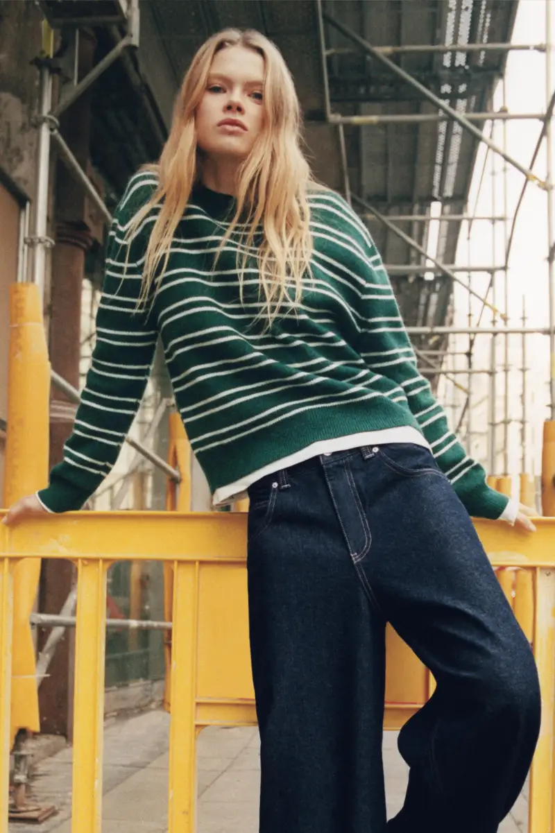 Pullover A Righe Verde bottiglia