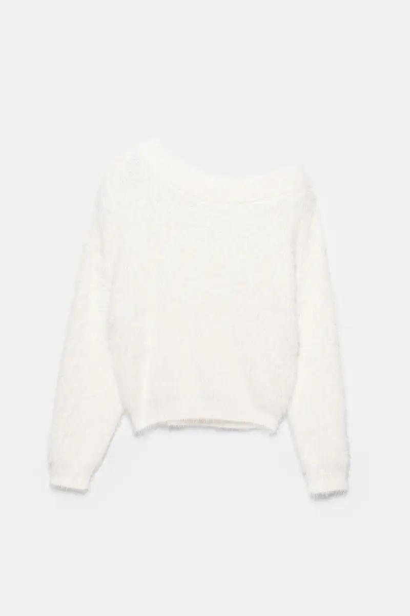 Pullover Asimmetrico In Pelliccia Sintetica Beige