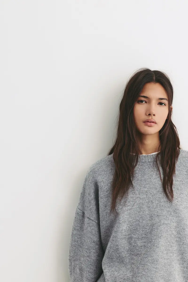 Pullover Basic In Maglia Grigio vigoré miniatura 3