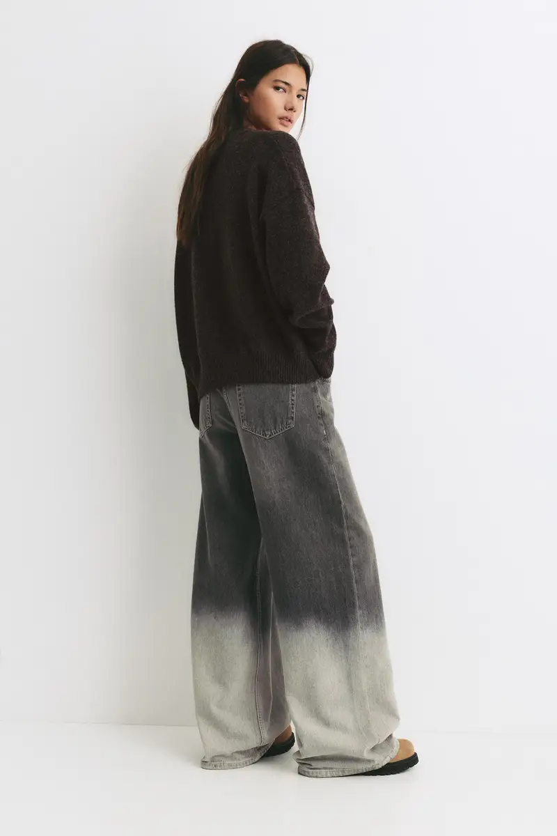 Pullover Basic In Maglia Marrone oscuro miniatura 2