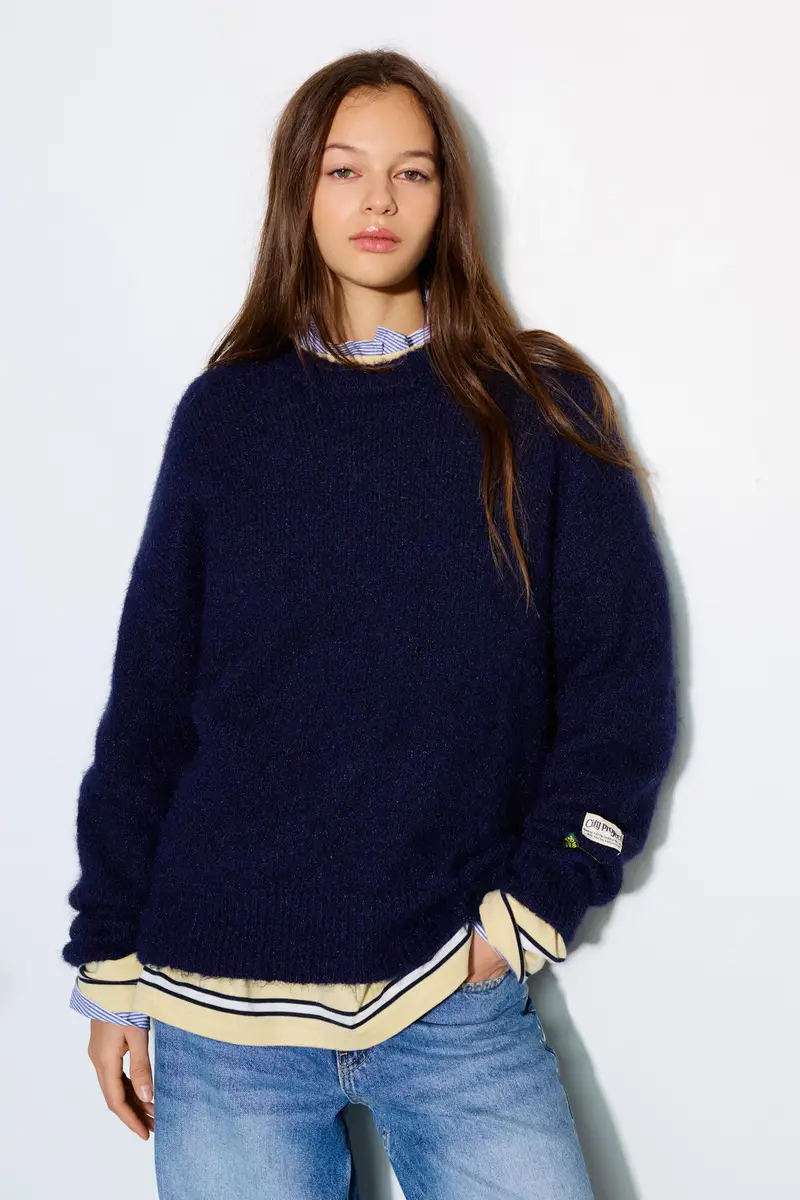 Pullover Basicocollo Rotondo Blu marino miniatura 2