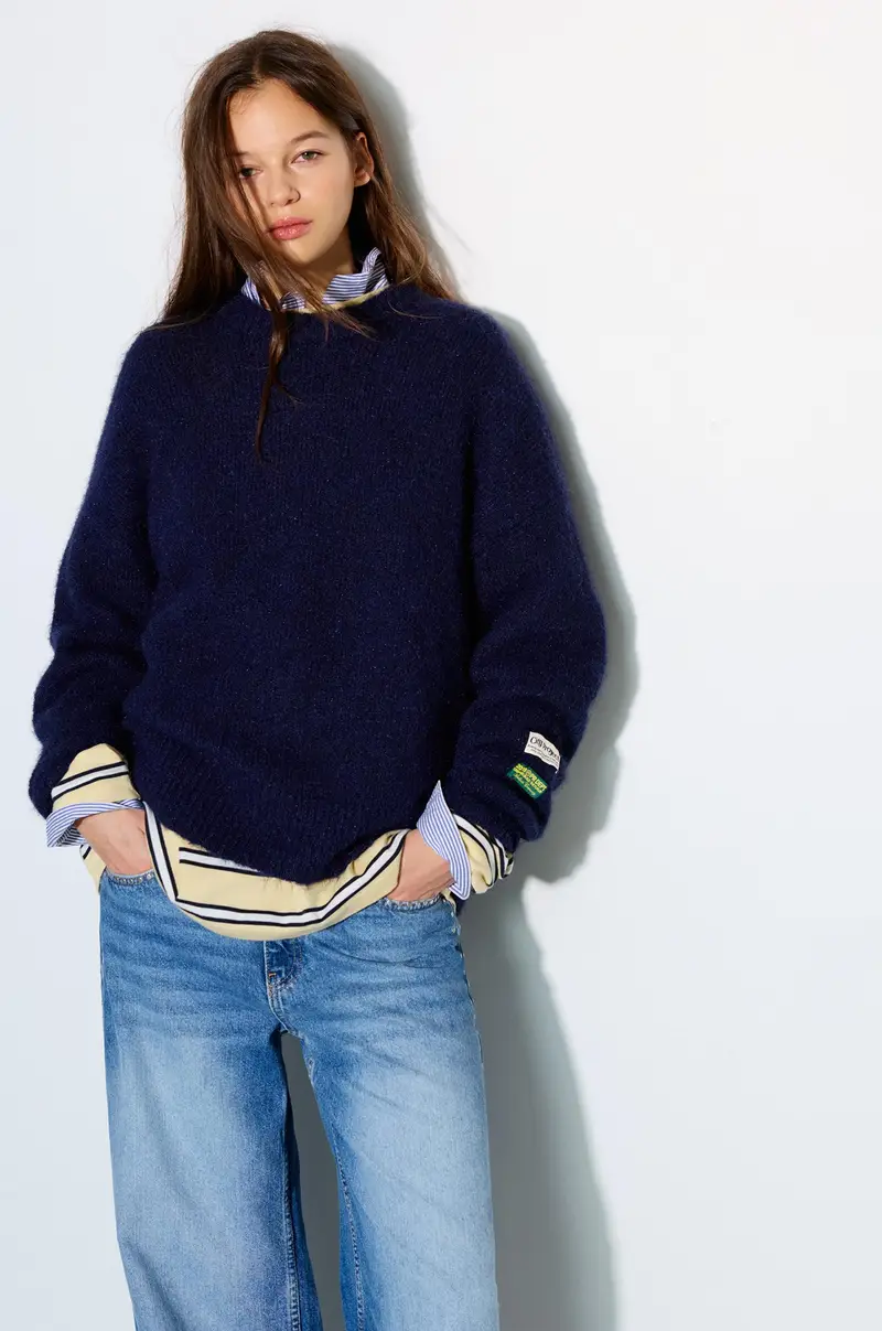 Pullover Basicocollo Rotondo Blu marino