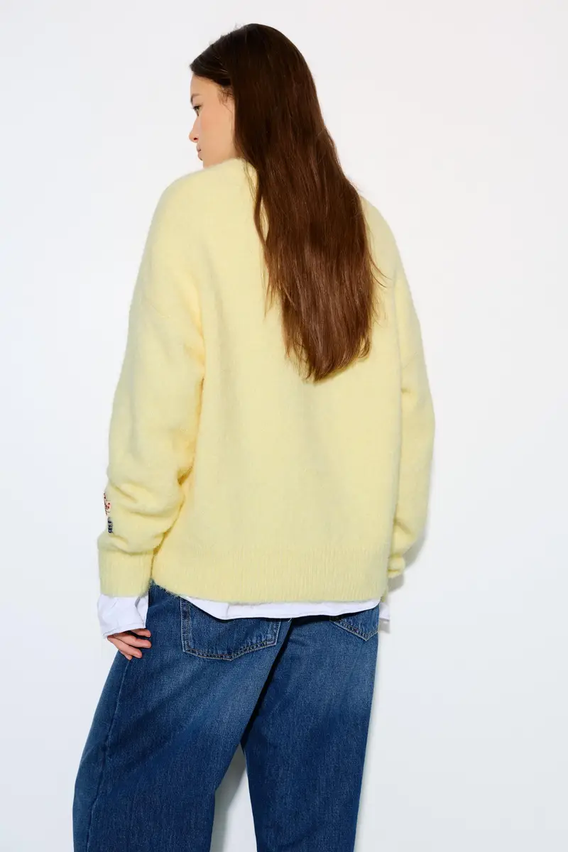 Pullover Basicocollo Rotondo Giallo chiaro miniatura 2