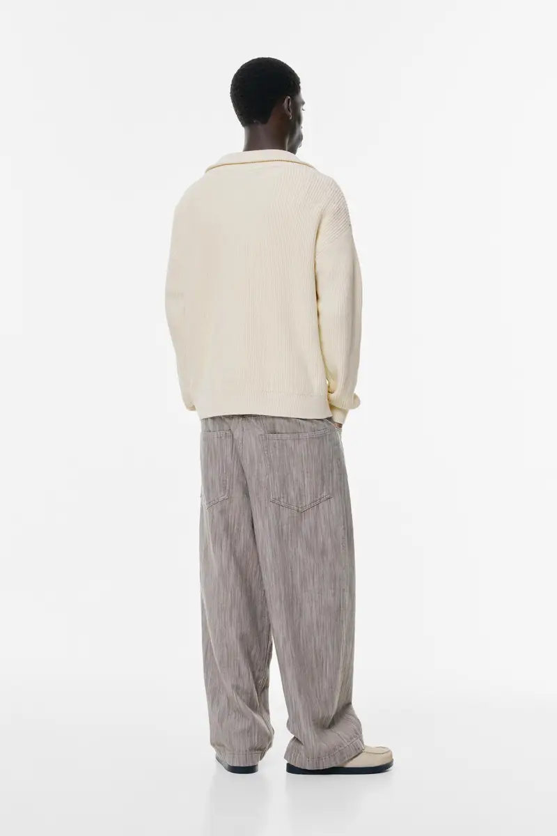 Pullover Con Collo Con Cerniera Bianco rotto miniatura 2