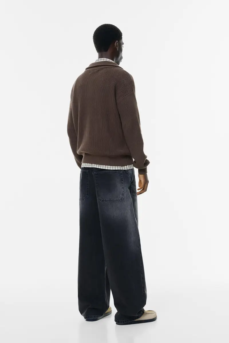 Pullover Con Collo Con Cerniera Marrone miniatura 2