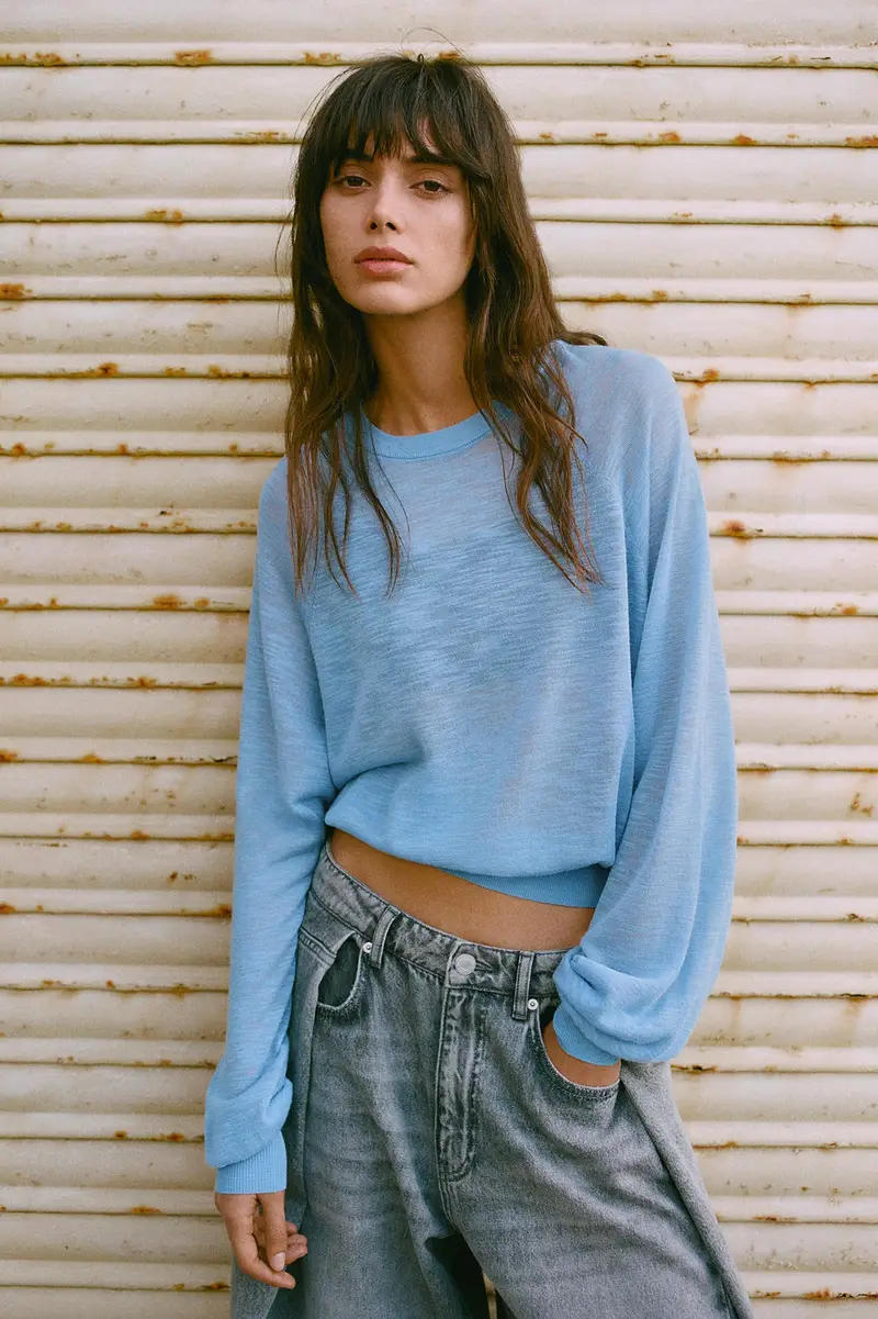 Pullover In Maglia Leggera Azzurro