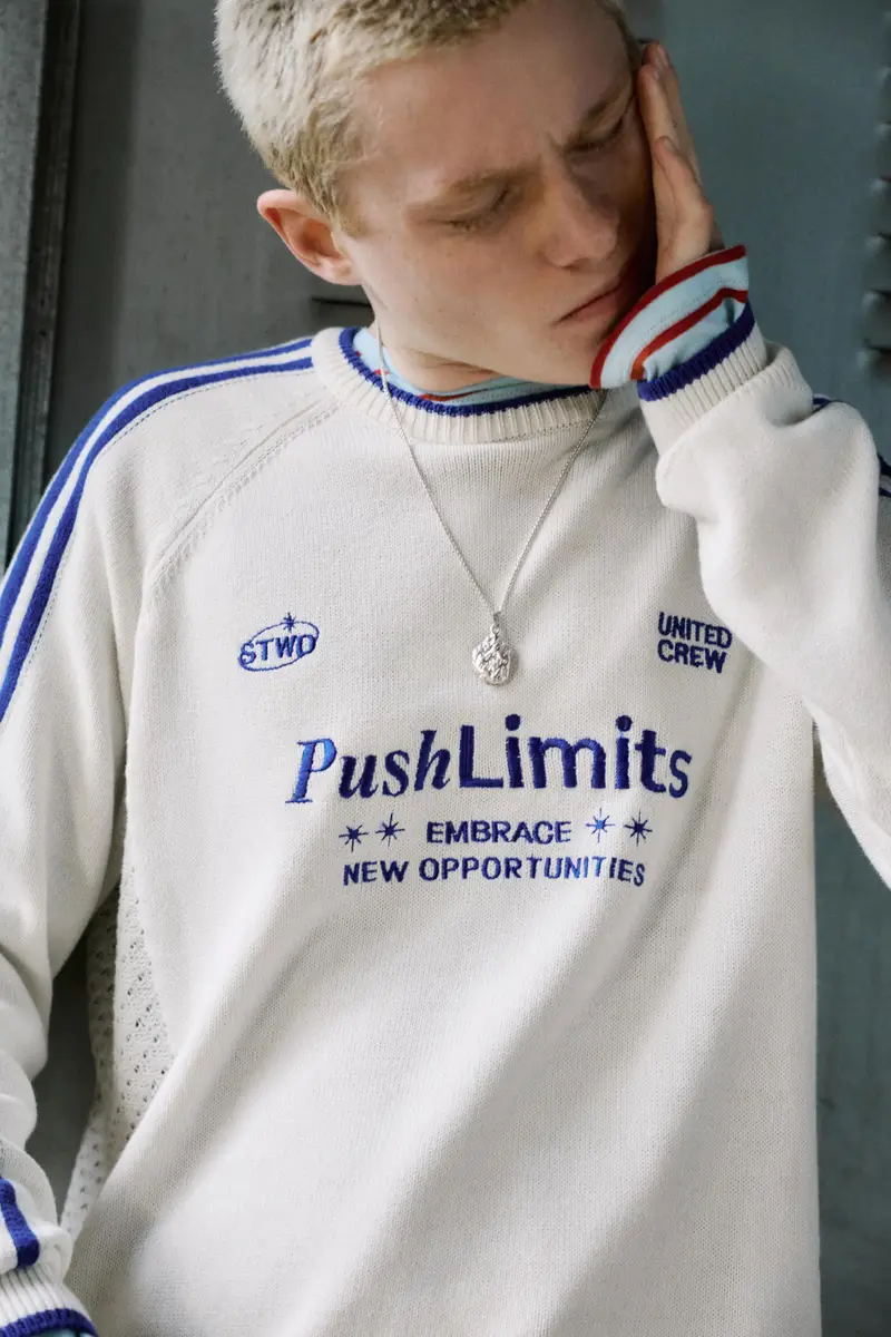 Pullover Stwd A Righe Ricamate Bianco rotto