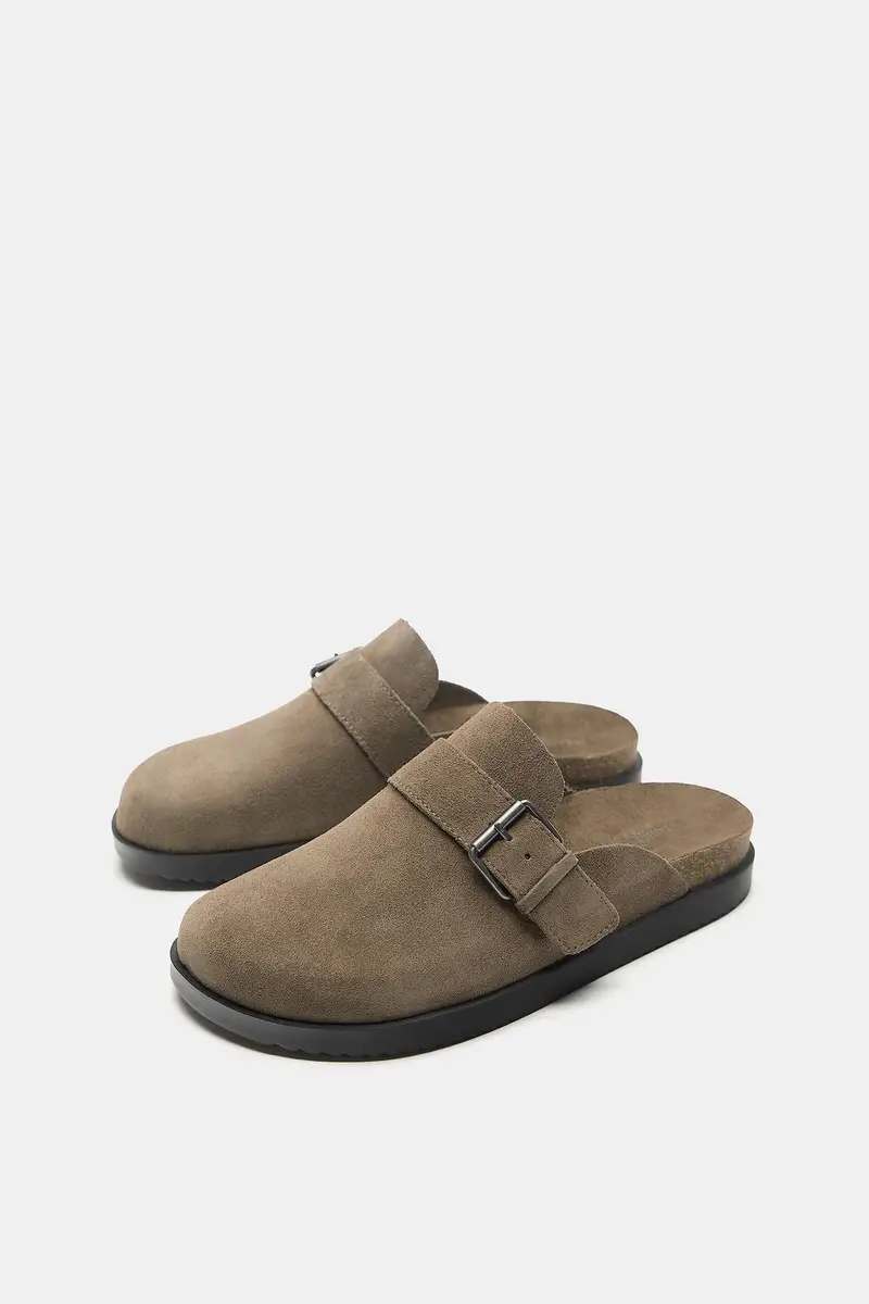 Sabot Con Fibbia In Pelle Marrone miniatura 3