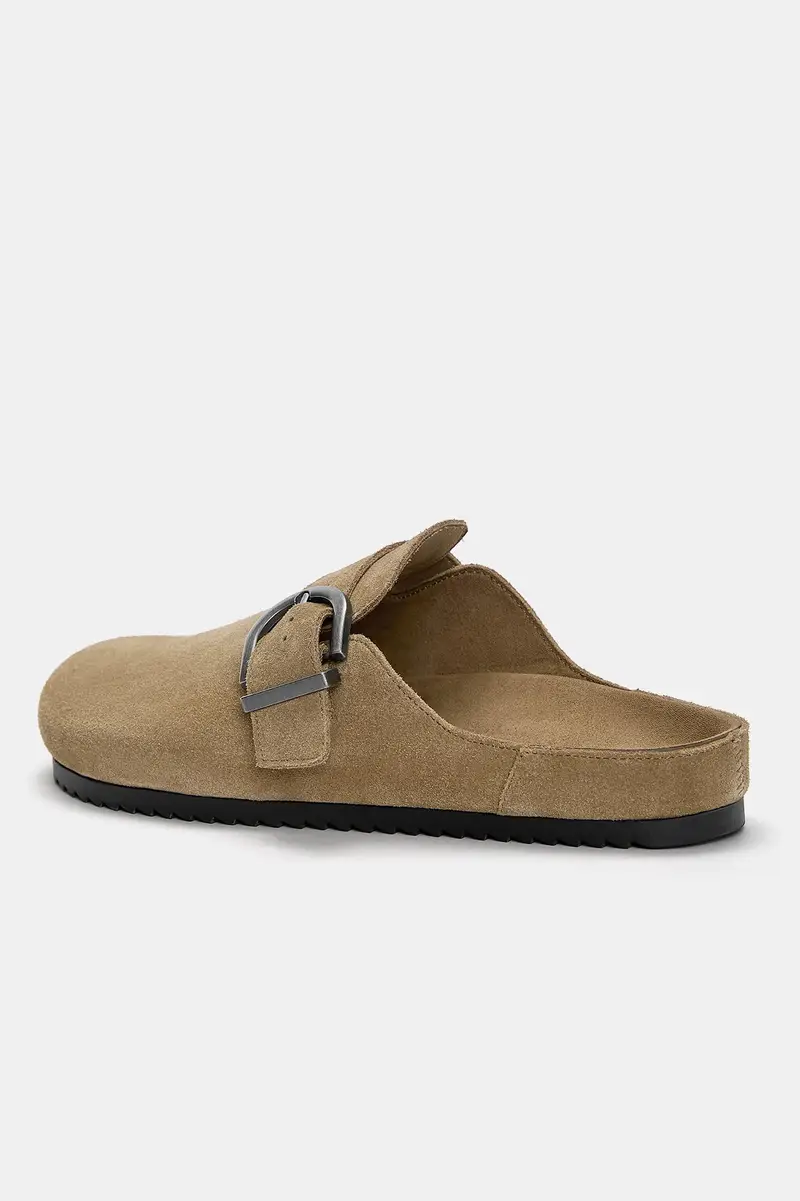 Sabot In Pelle Con Fibbia Marrone miniatura 3