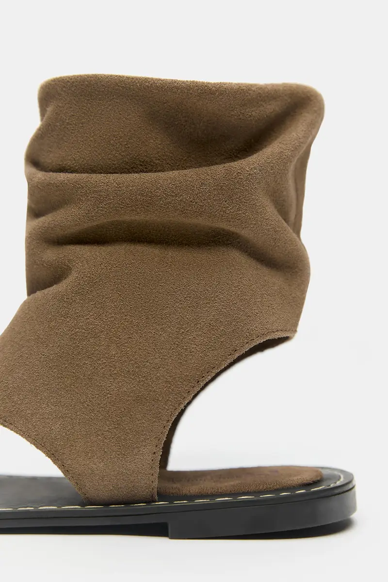 Sandali Alla Caviglia In Pelle Marrone miniatura 3