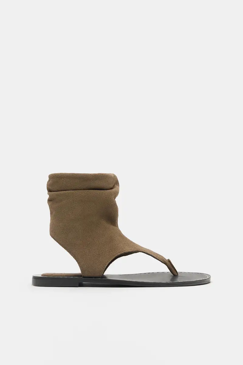 Sandali Alla Caviglia In Pelle Marrone