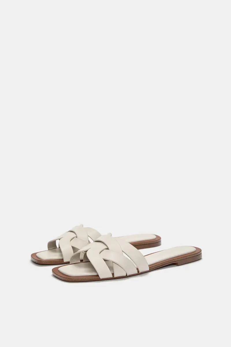 Sandali Bassi Incrociati Beige miniatura 2