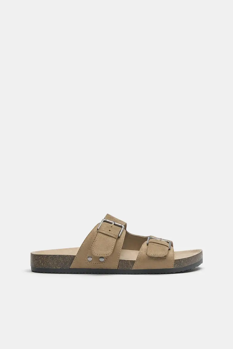 Sandali Con Fibbie Beige