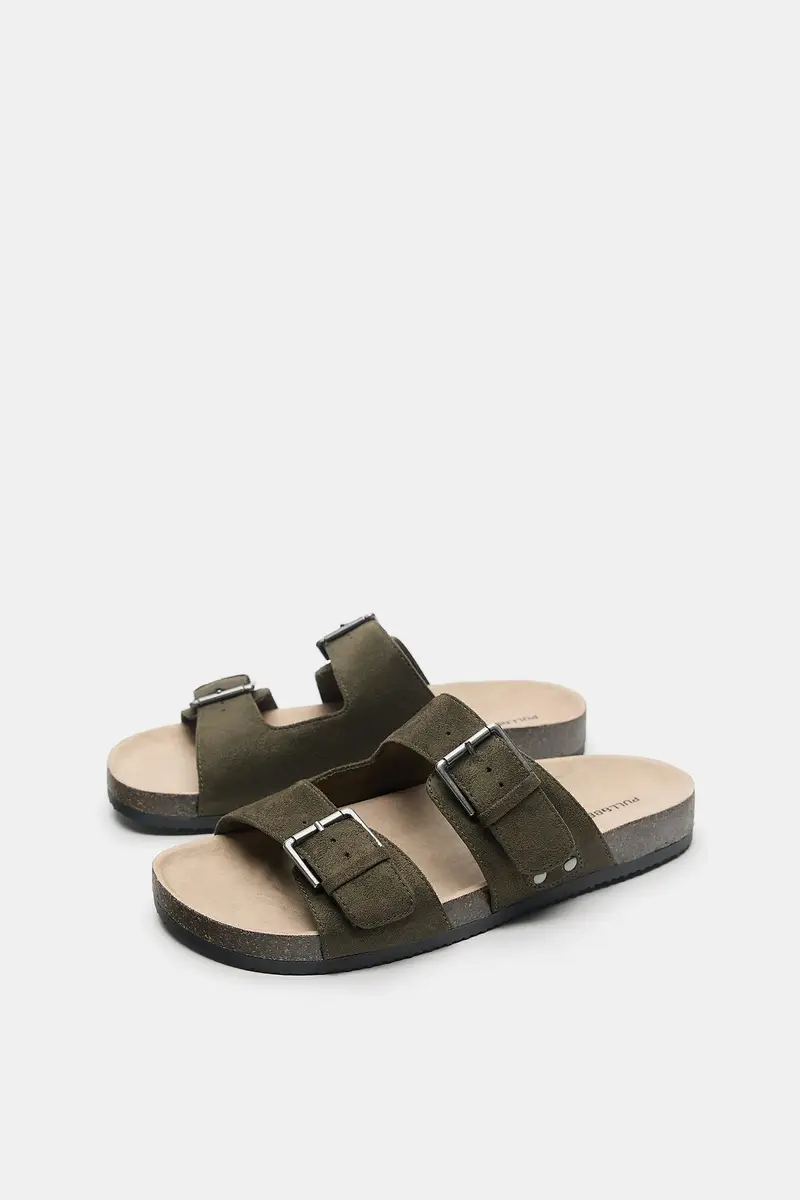 Sandali Con Fibbie Kaki miniatura 3