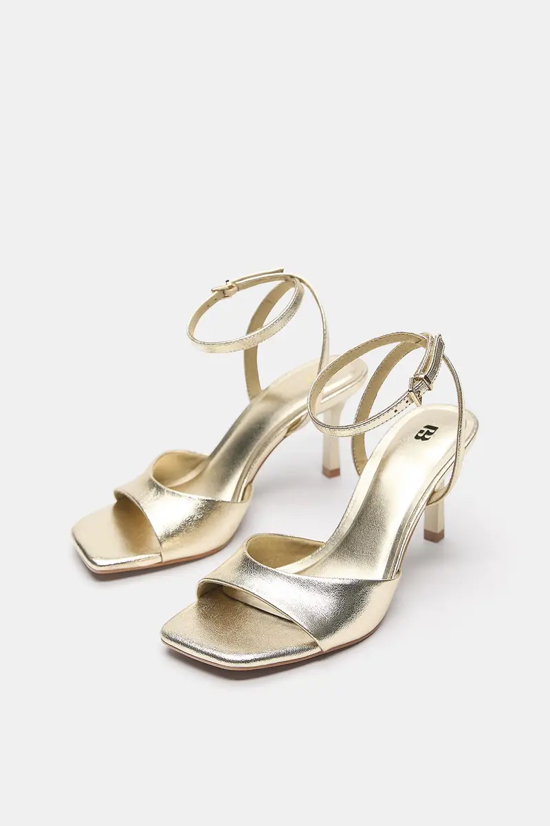Sandali Con Tacco Dorati Oro miniatura 3