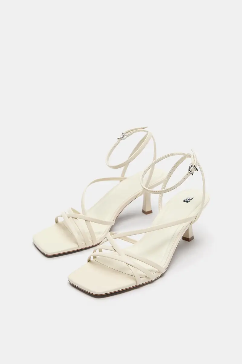 Sandali Con Tacco E Fascette Beige miniatura 2