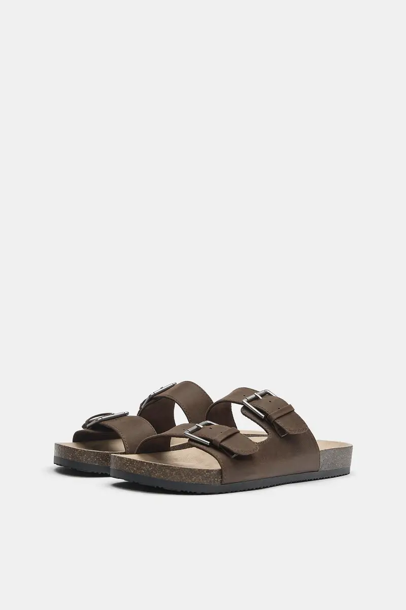 Sandali Fascette Fibbie Marrone miniatura 2