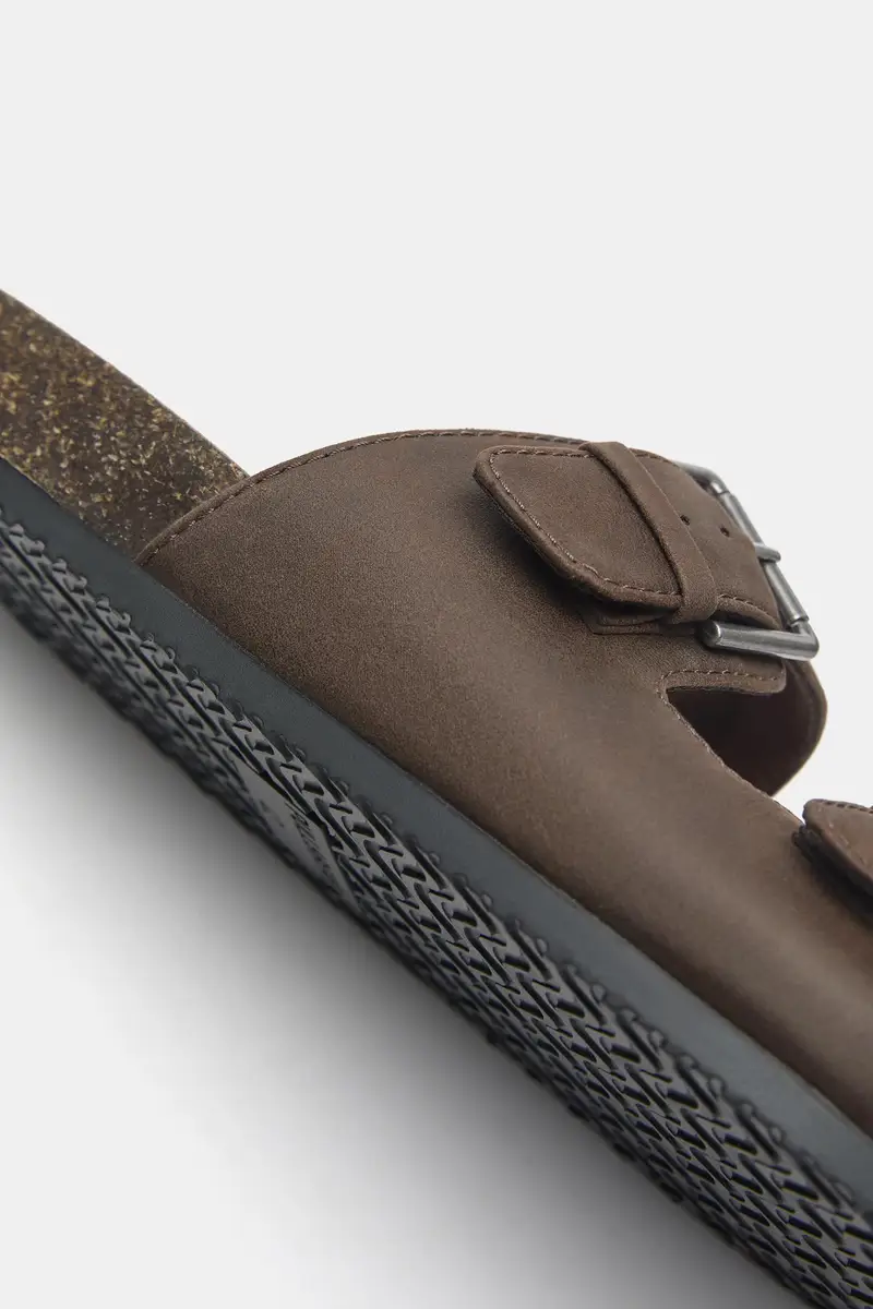 Sandali Fascette Fibbie Marrone miniatura 3