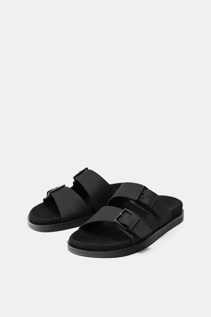 Sandali Fascette Fibbie Nero miniatura 2