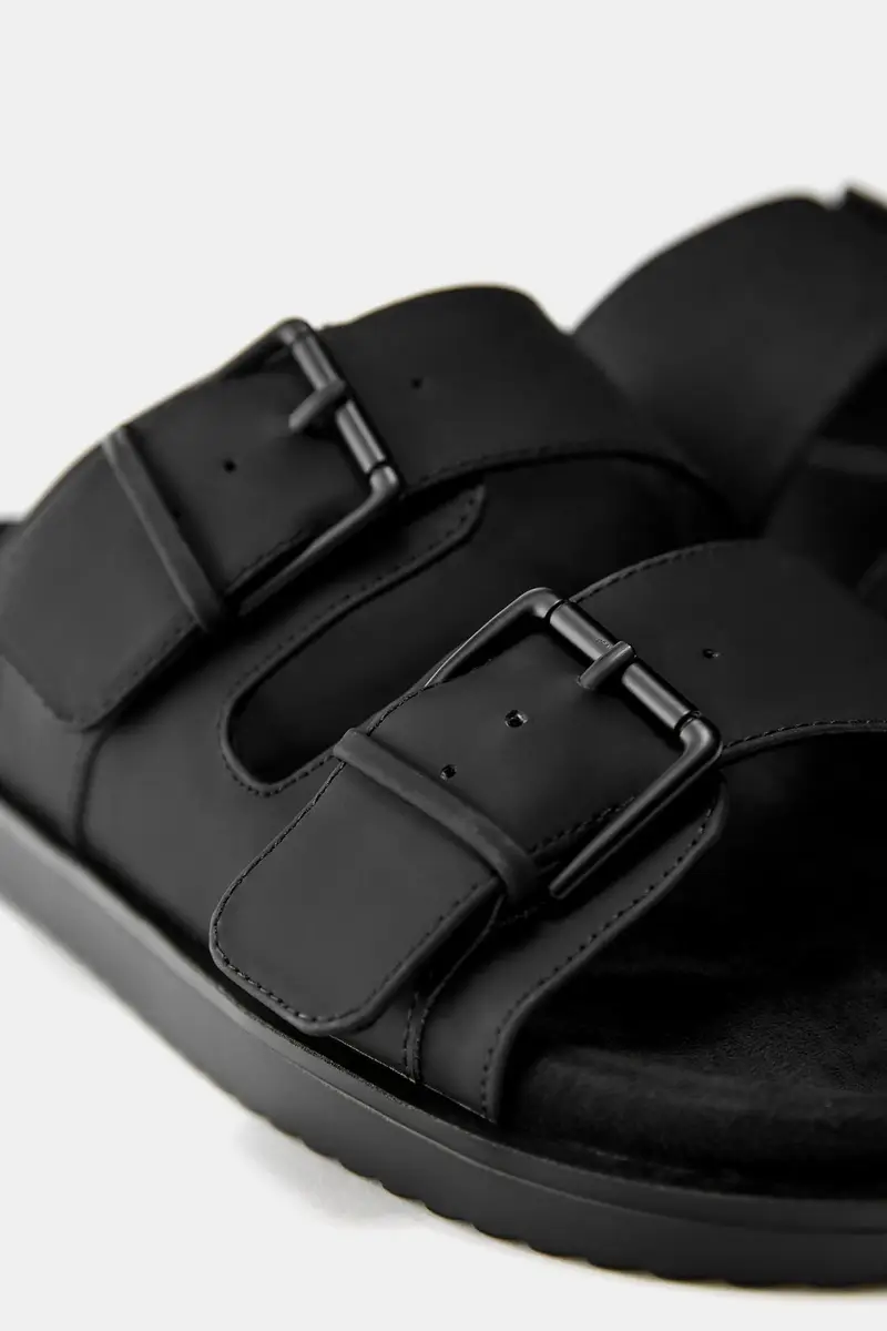 Sandali Fascette Fibbie Nero miniatura 3