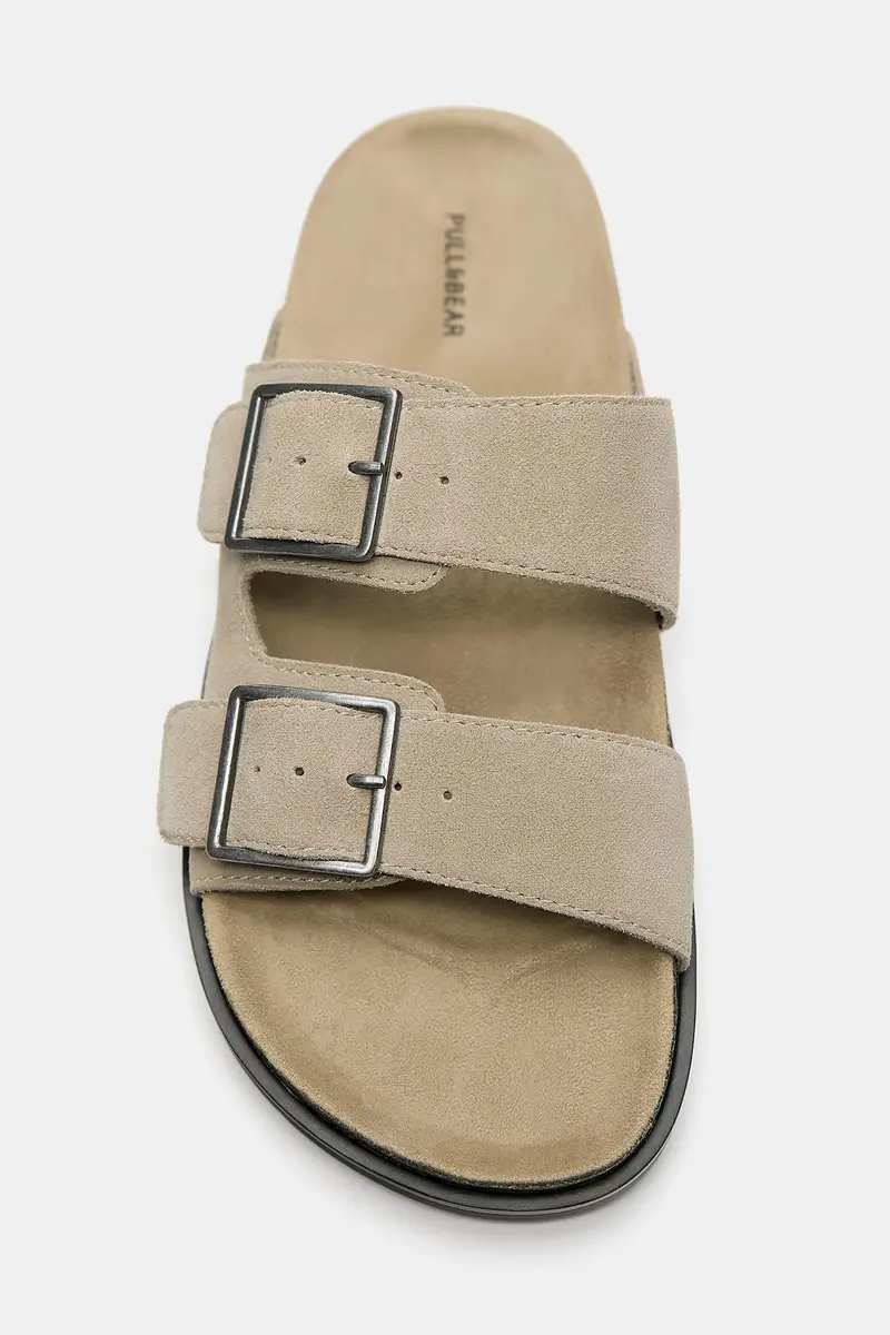 Sandali Fibbia Pelle Beige miniatura 2