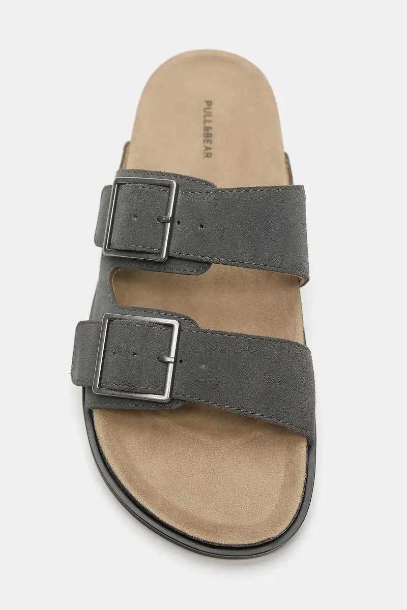 Sandali Fibbia Pelle Grigio miniatura 3