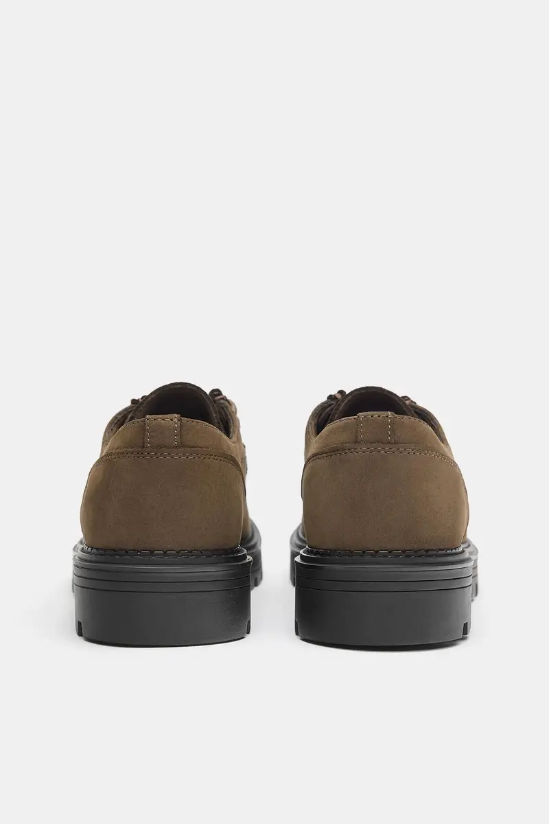 Scarpe Basse Stringate In Pelle Marrone miniatura 3