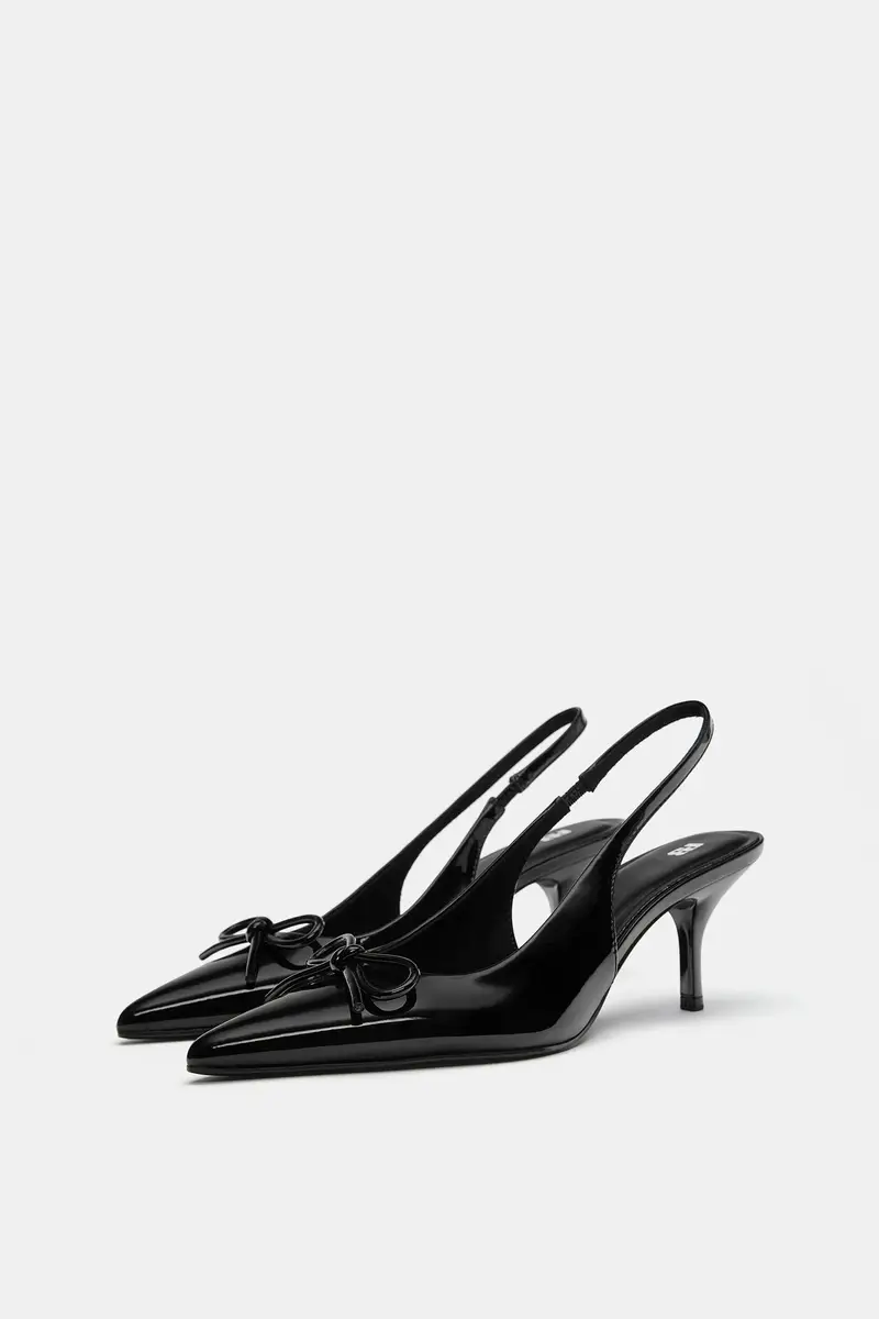 Scarpe Con Tacco Con Fiocco Nero miniatura 2