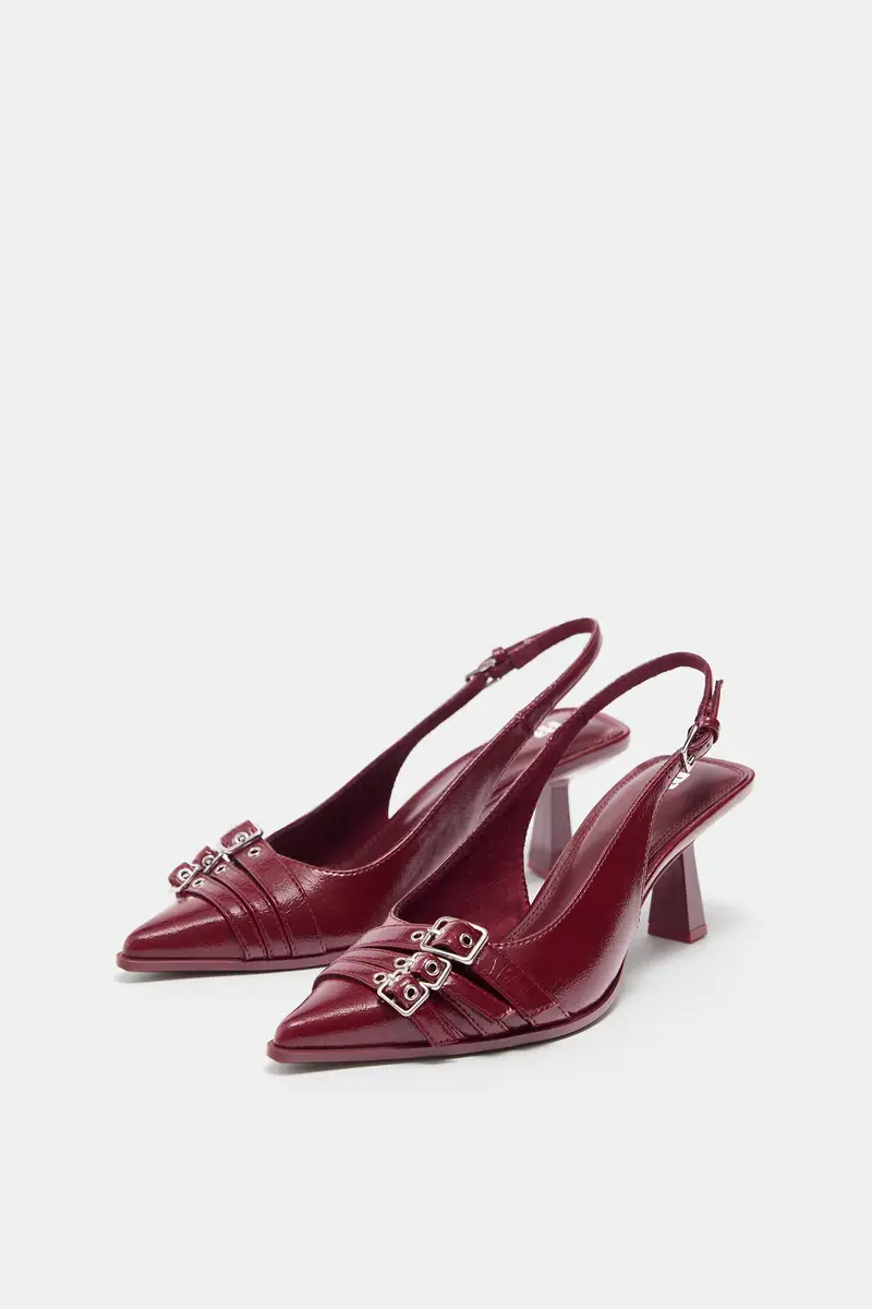 Scarpe Con Tacco E Fibbie Rosso miniatura 3