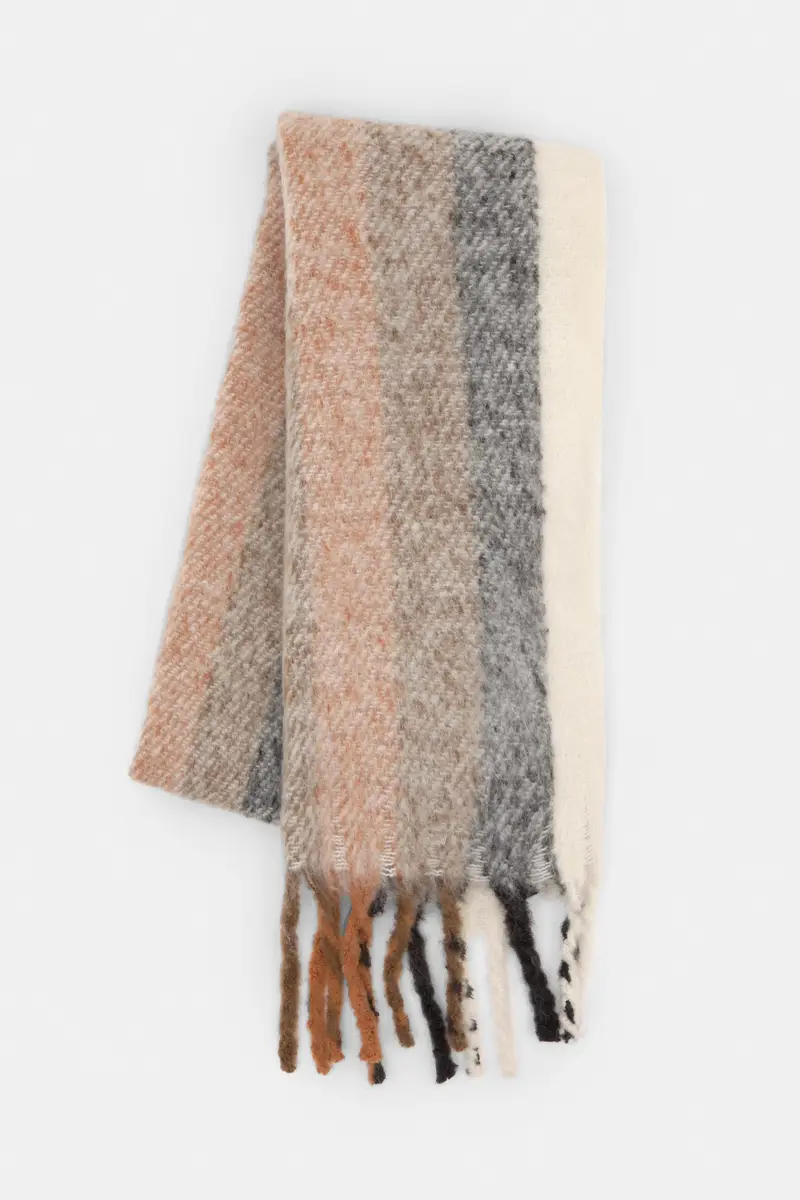 Sciarpa A Righe Soft Con Frange Tegola