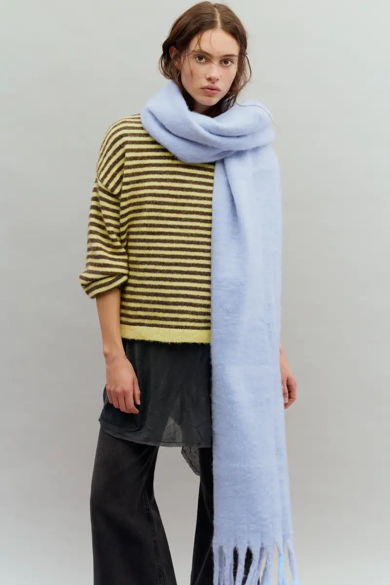 Sciarpa Maxi Effetto Mohair Azzurro chiaro miniatura 2