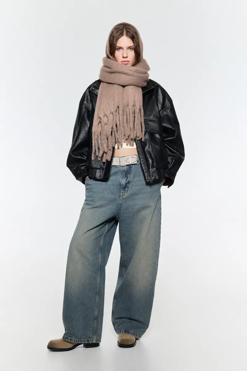 Sciarpa Maxi Effetto Mohair Grigio topo miniatura 2