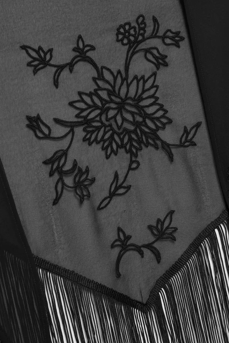 Sciarpa Ricamata Nero miniatura 3