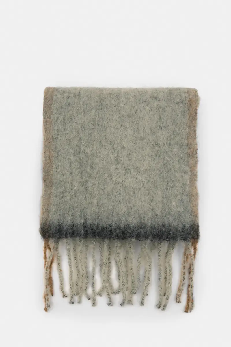 Sciarpa Soft Touch Con Frange Grigio chiaro miniatura 3