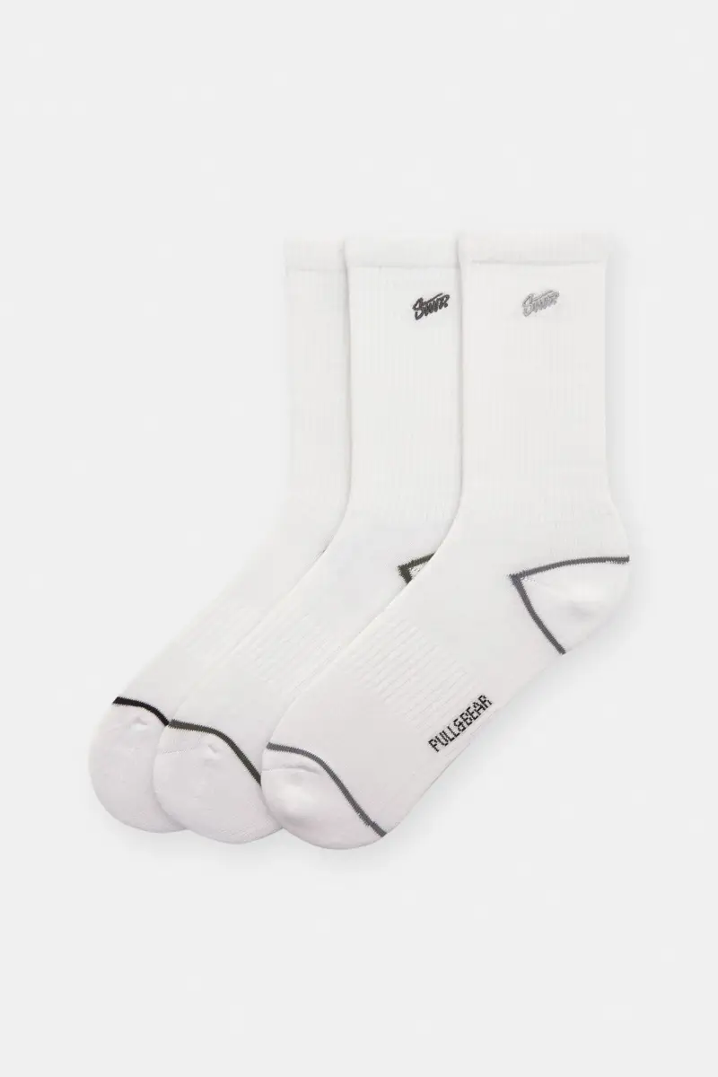 Set 3 Paia Di Calzini Sportivi Bianco