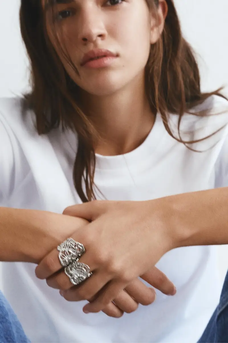 Set Anelli Effetto Pizzo Argento miniatura 2