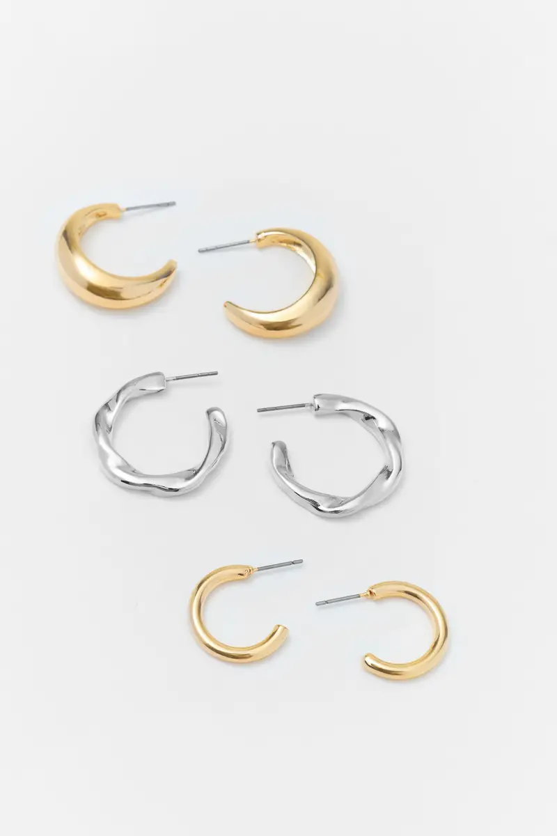 Set Di 6 Paia Di Orecchini A Cerchio Oro miniatura 3