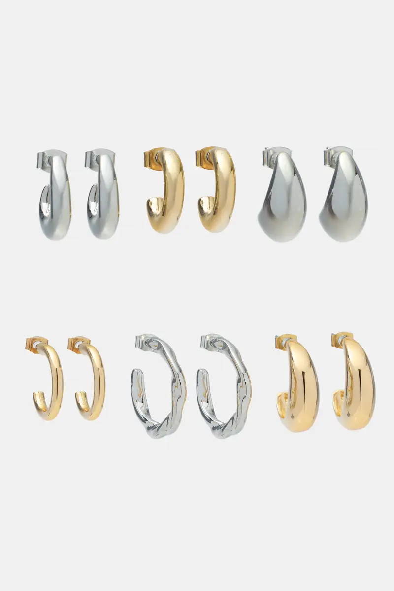 Set Di 6 Paia Di Orecchini A Cerchio Oro