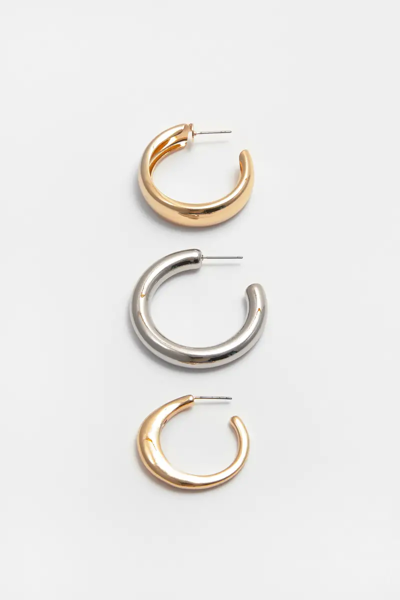 Set Di 6 Paia Di Orecchini A Cerchio Oro miniatura 3