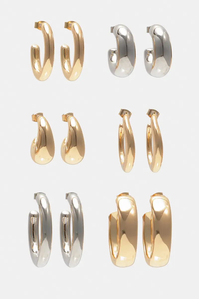 Set Di 6 Paia Di Orecchini A Cerchio Oro