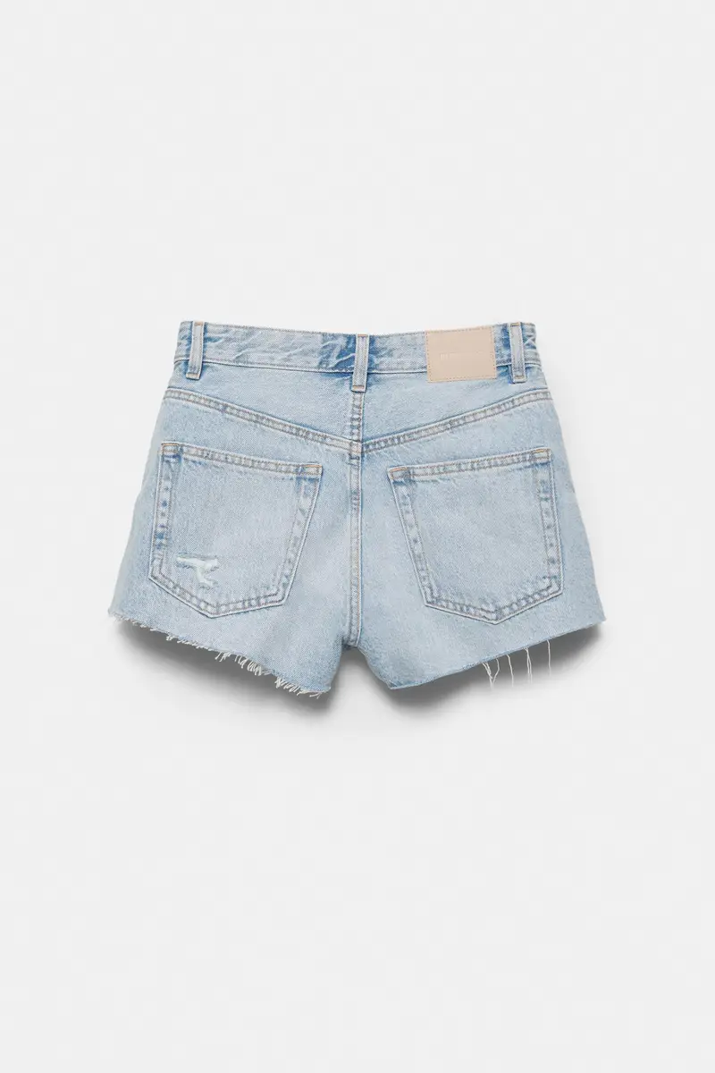 Short Di Jeans Mom Fit Strappati Azzurro chiaro miniatura 2