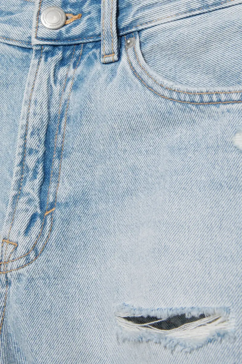 Short Di Jeans Mom Fit Strappati Azzurro chiaro miniatura 3