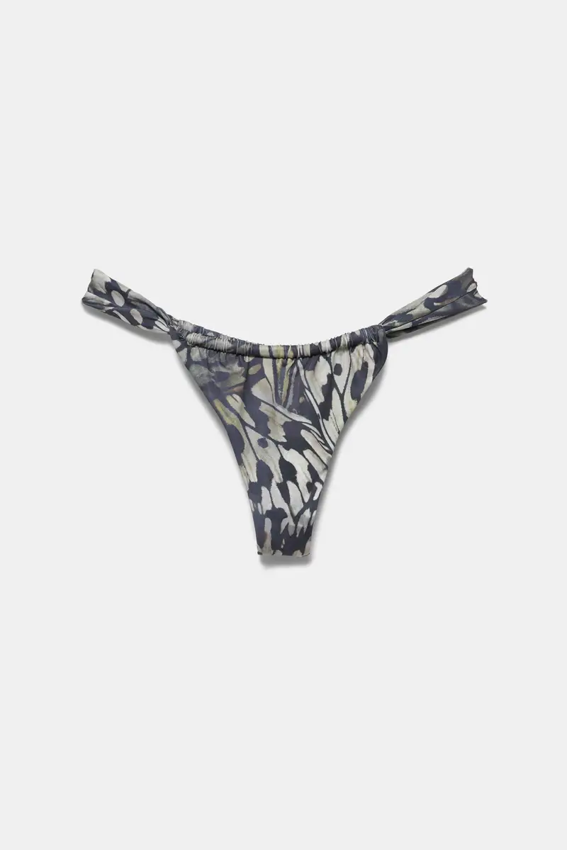 Slip Bikini A Farfalla Con Arricciature Verde miniatura 2