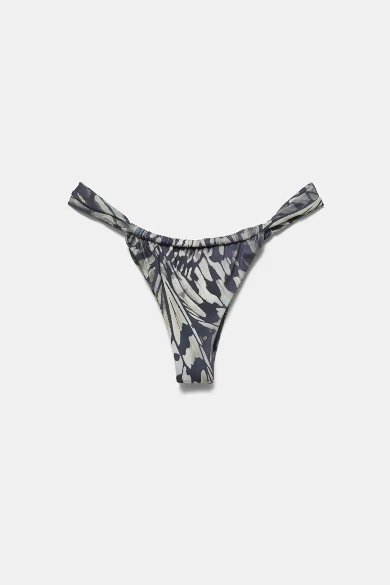 Slip Bikini A Farfalla Con Arricciature Verde