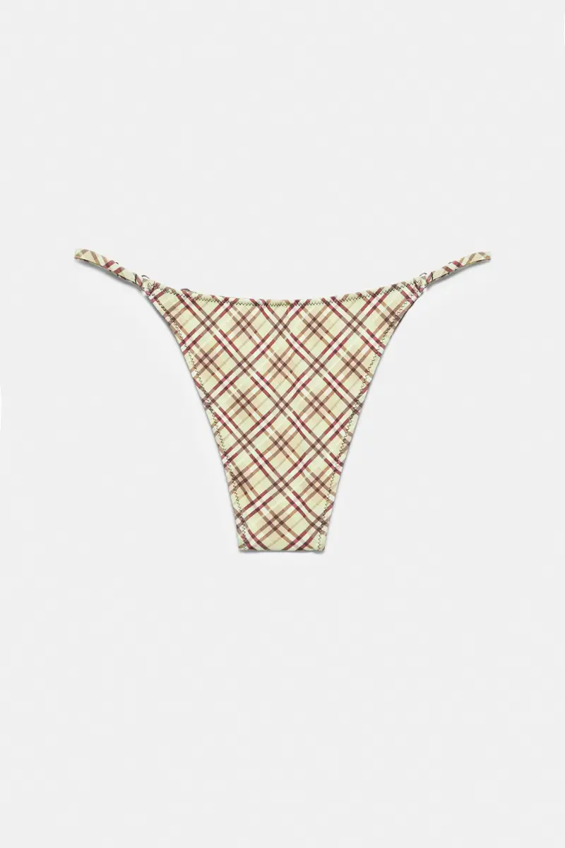 Slip Bikini A Quadri Verde miniatura 3