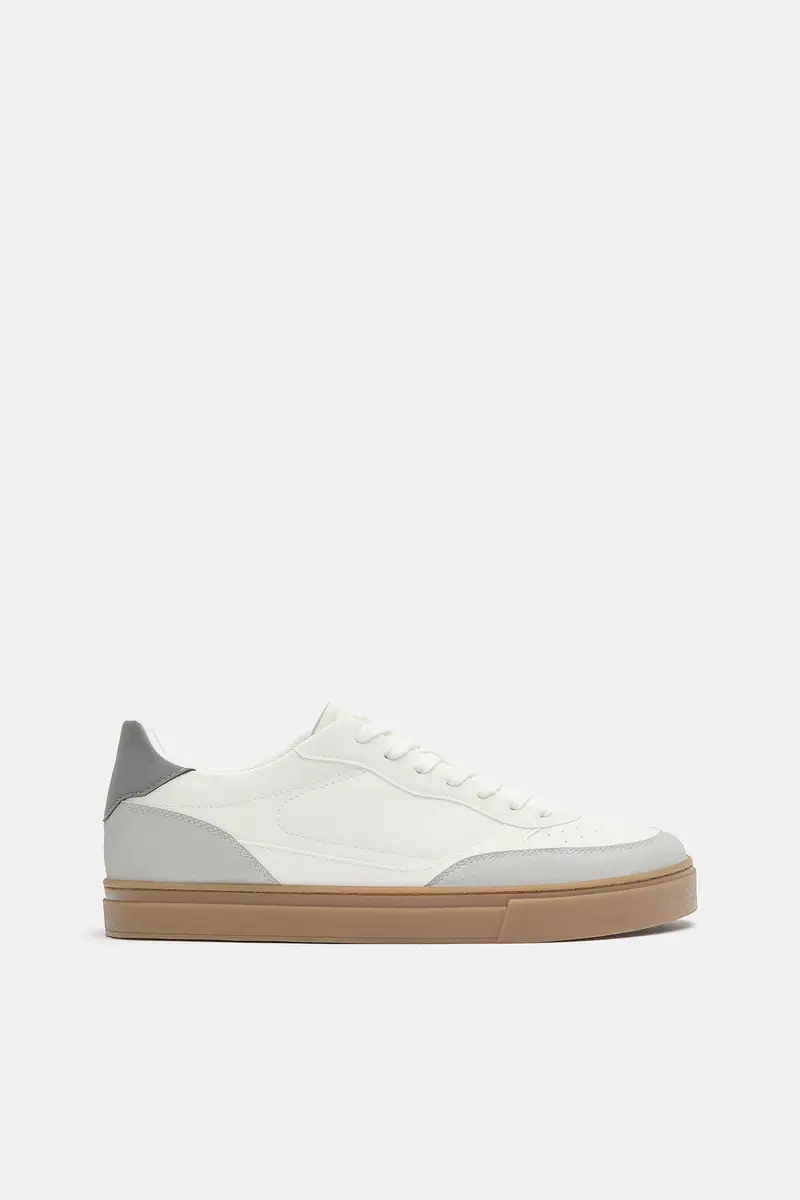 Sneakers Basic Con Dettagli Bianco