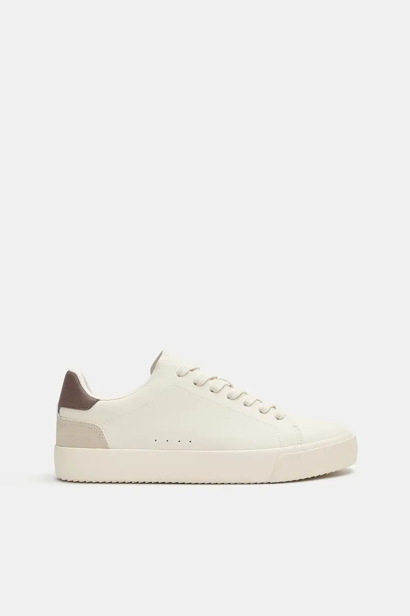 Sneakers Basic Con Dettaglio Beige miniatura 2