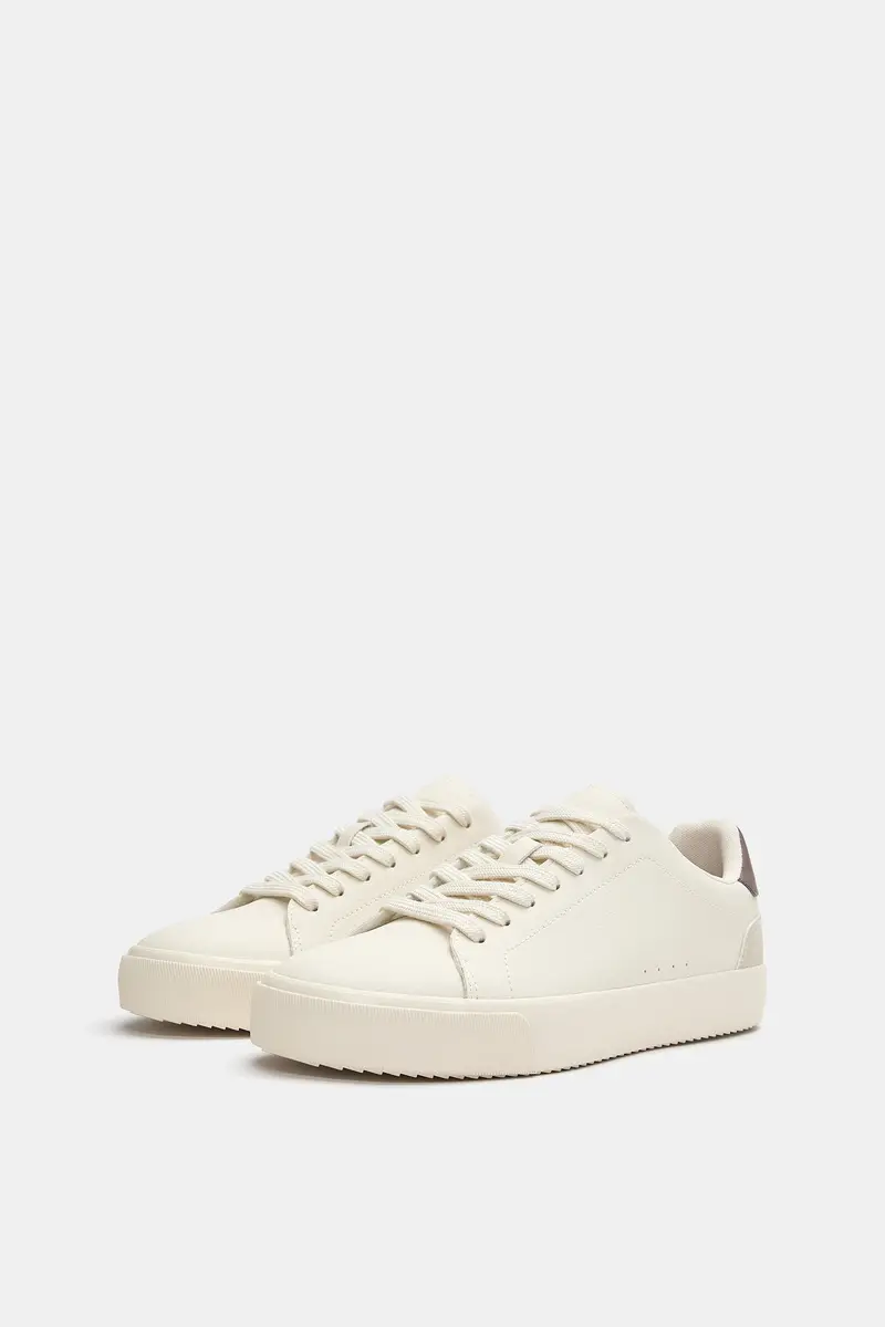 Sneakers Basic Con Dettaglio Beige miniatura 3